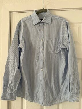 BCBGMaxAzria Light Blue Multi-Stripe Dress Shirt